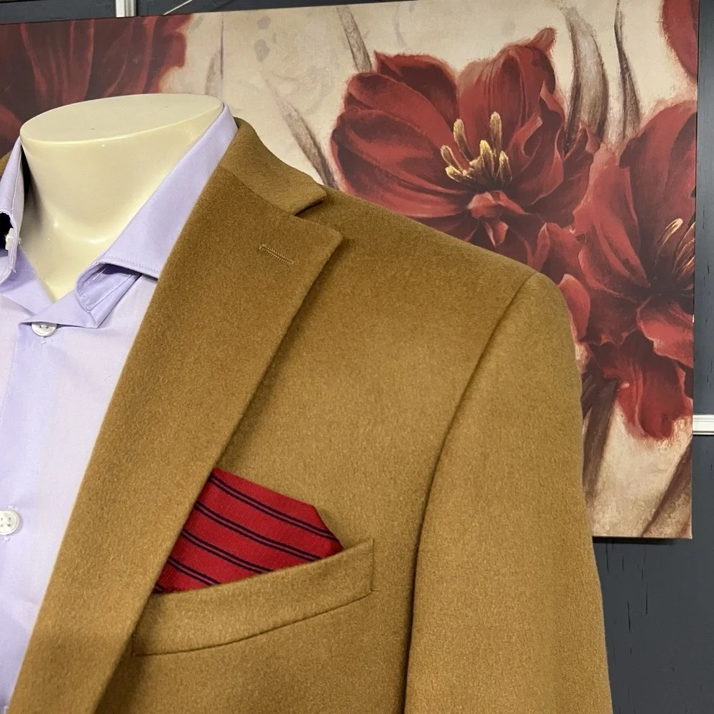 Arnold Brant Cashmere Blazer Jacket Sport Coat Mens 44L Long Golden Brown